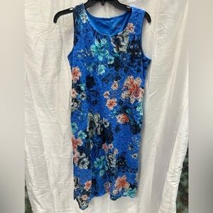 Attitudes by Renee Royal Blue Floral Lace Midi Dress